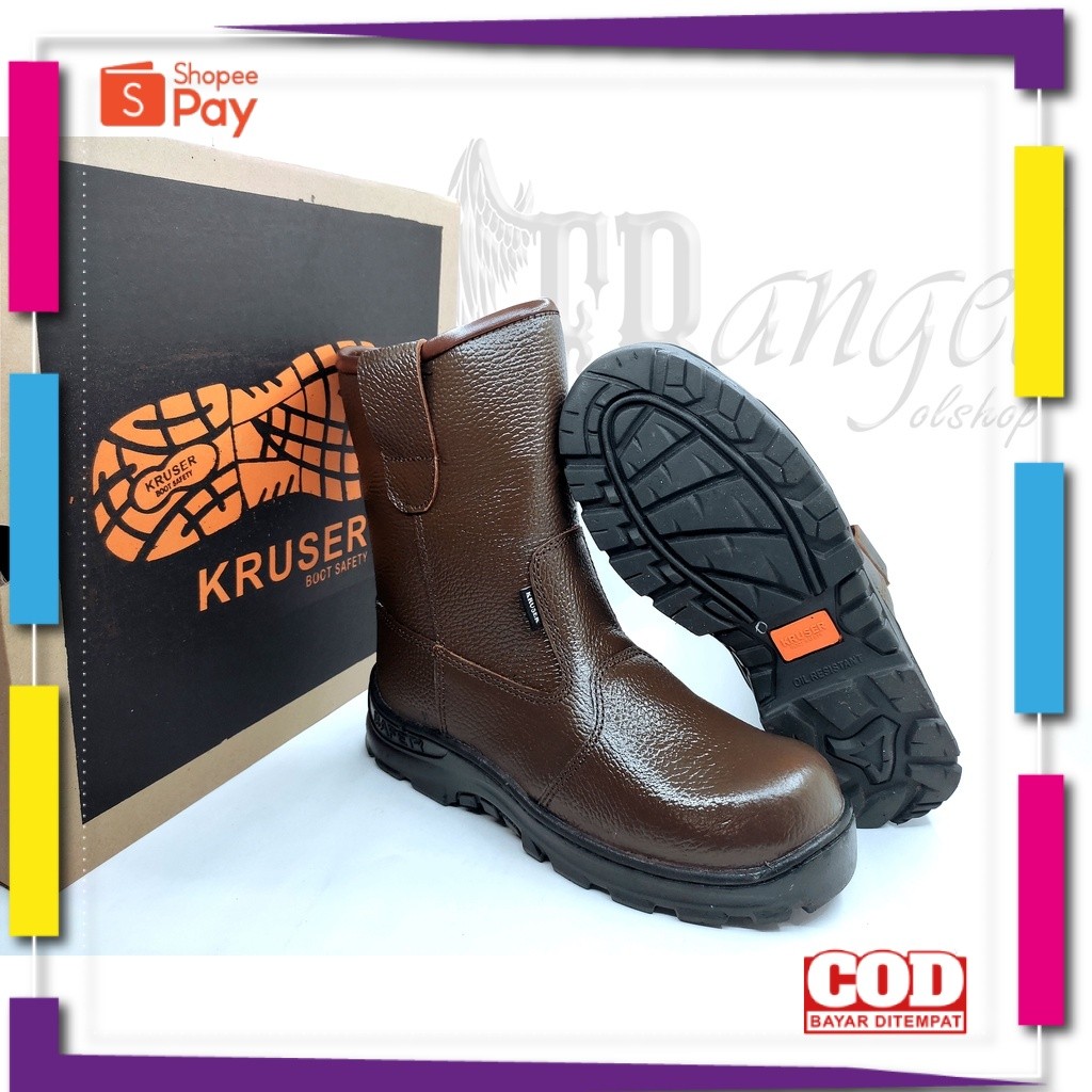 [PREMIUM ORIGINAL] sepatu safety proyek kulit asli ref kruser texas brown