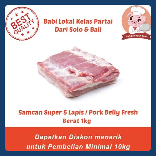 

Daging Babi bagian Samcan / Pork Belly / Kualitas Super 5 lapis Fresh Berat 1kg