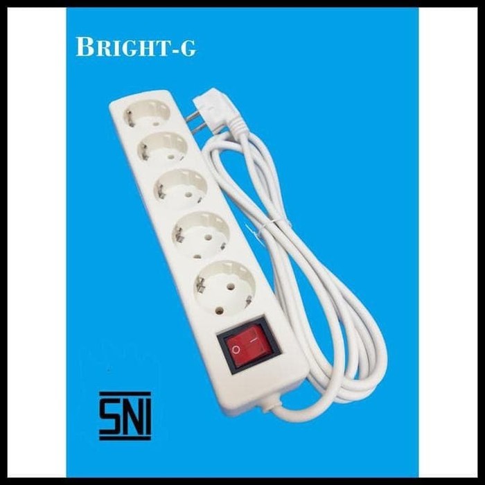 

PENERANG RUANGAN , KABEL PEMANAS Stop Kontak Arde + Saklar + Kabel 3Mtr Bright-G 5 Lubang - 1835-BKLS