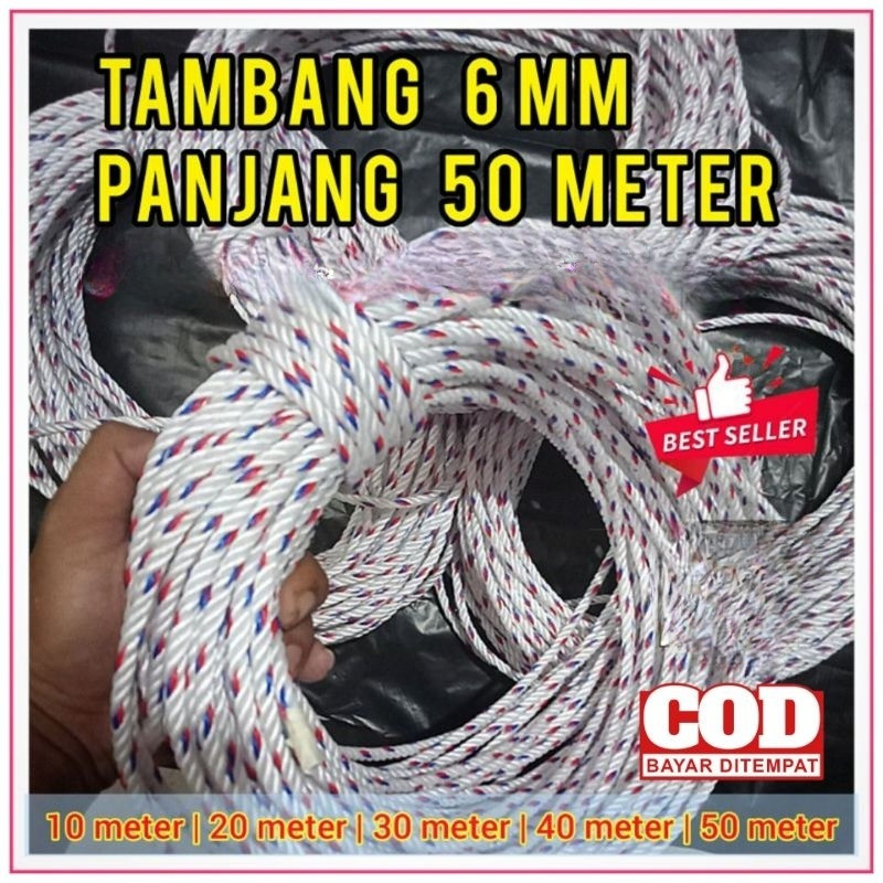 TALI TAMBANG PPD 6MM (50 METER) / TAMBANG KILOAN  / TAMBANG TRUK / TAMBANG LOSBAK / TALI PROYEK / TA