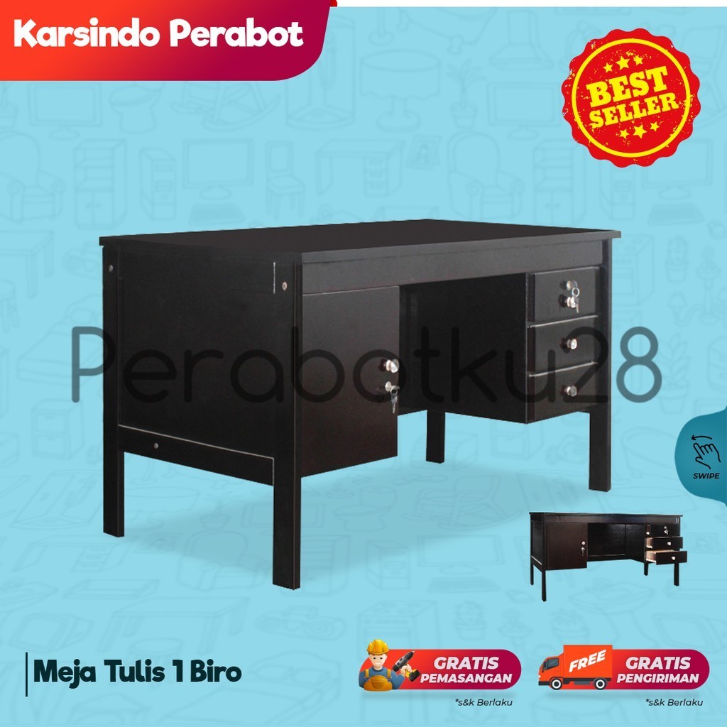 

[PRABOTKU28] TERMURAH Meja Tulis 1 Biro Hitam (WITOP)