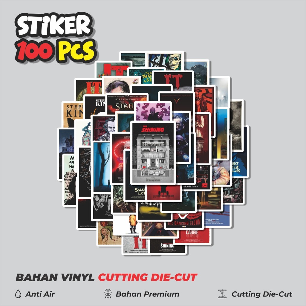 

Terbaru! 50 pcs Stiker Poster Film/Novel Karya Stephen King Dekorasi Lucu Kreatif untuk Notebook, Skateboard, HP