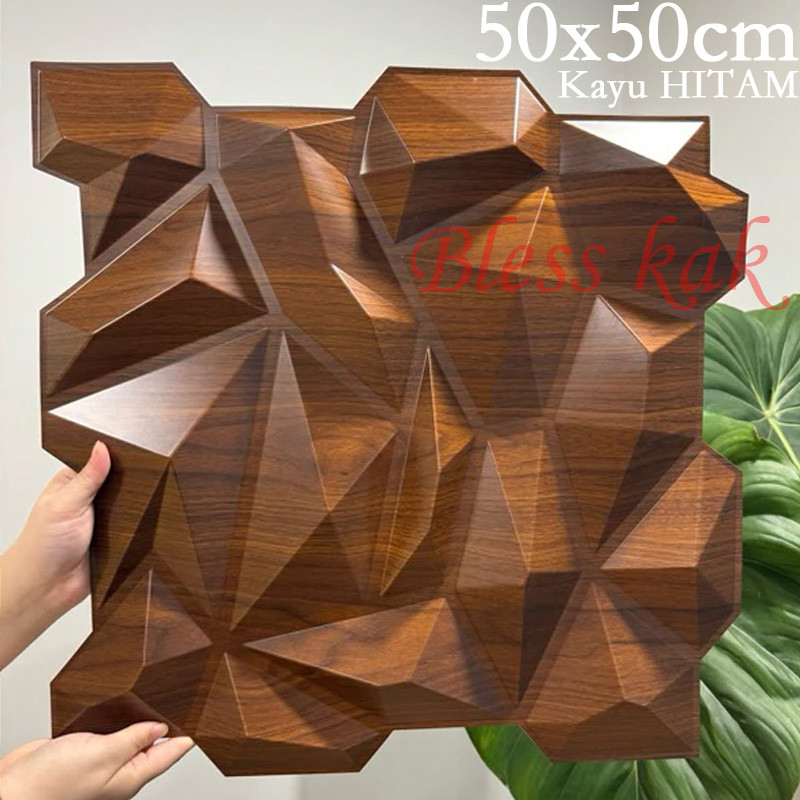 50x50cm Relief Stiker Dinding Tiga Dimensi Wallpaper Wall Panel 3D PVC Mosaic Dinding Wood Wallpanel