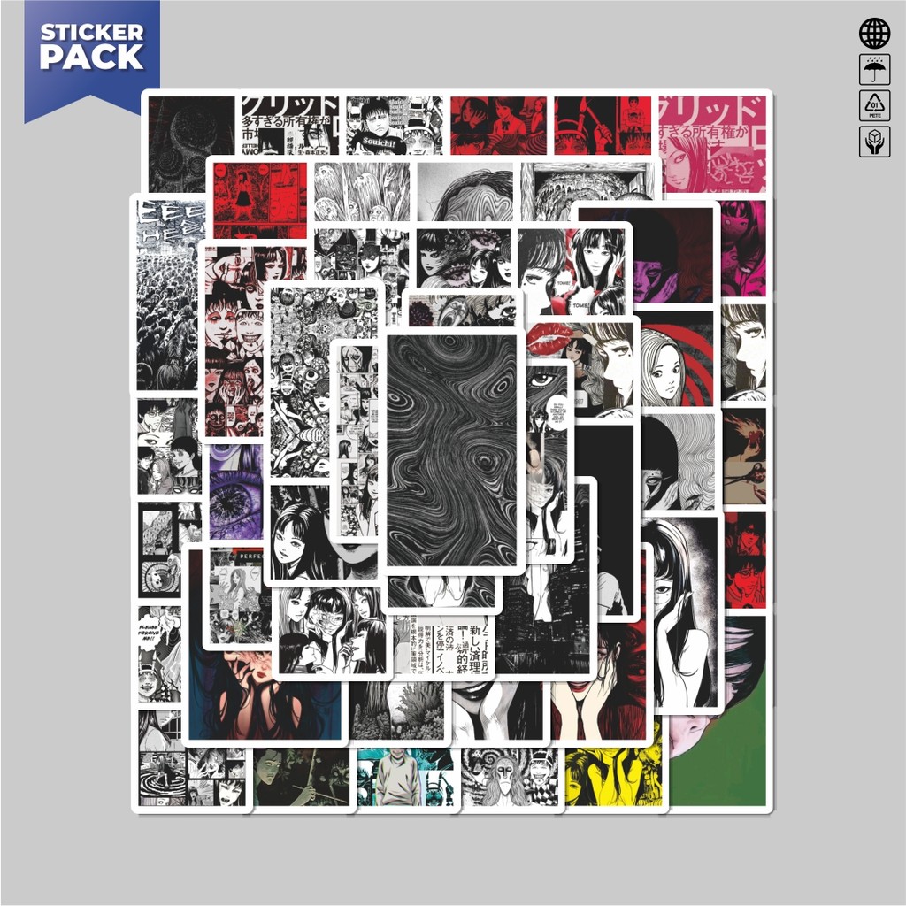 

[100PCS]Stiker Pack Stiker Anime Horor Junji Ito Collection Aesthetic Vinyl Anti Air Dekorasi Sticker Laptop Buku Journal Koper Helm Casing HP Gitar Helm Skateboard