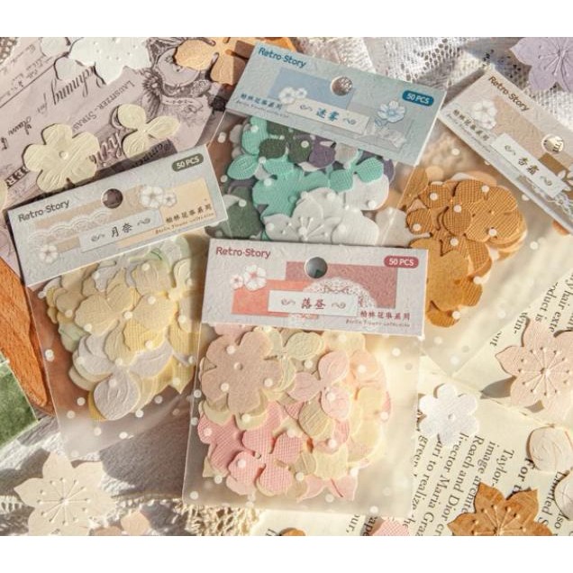 

50 Lembar Kertas Motif Scrapbook EMBOSSED PETAL Tipe Kelopak Bunga Journal Scrapbook