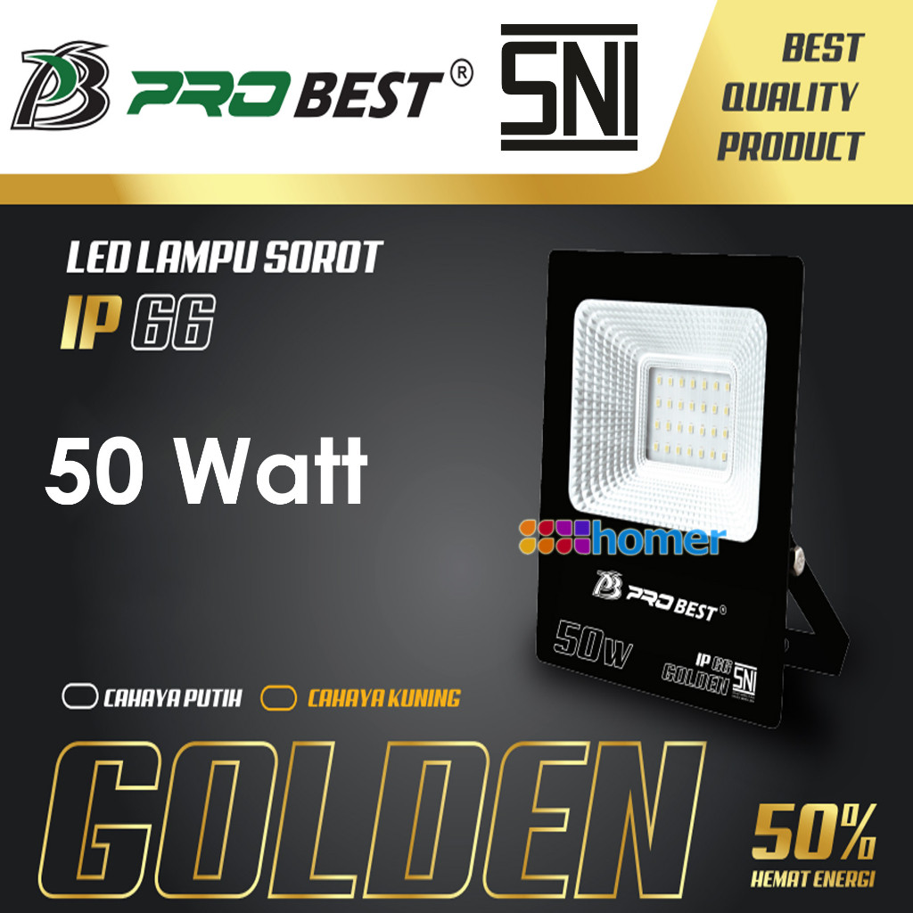 Lampu LED Sorot Tembak Probest 50 W 50 Watt 100W 100 WATT Probest Golden Floodlight White Cahaya Put
