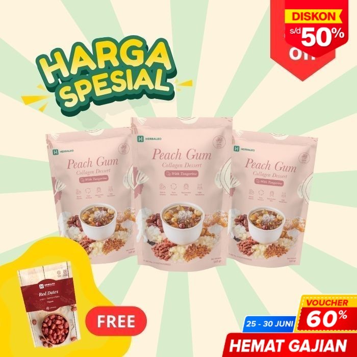 

Triple Peach Gum Collagen Dessert with Tangerine ( isi 3 bungkus )