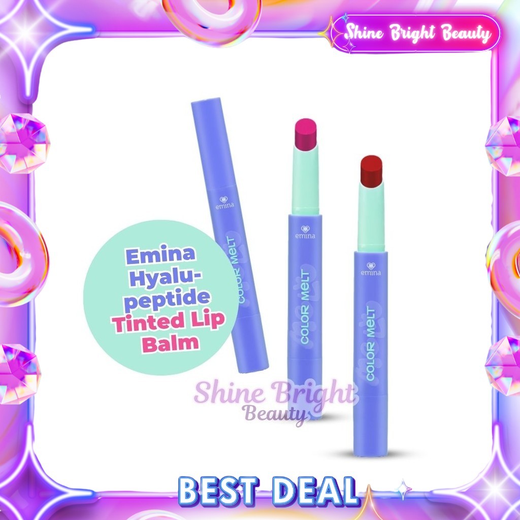 Emina Hyalupeptide Color Melt Balm - Tinted Lip Balm Melembabkan Waterproof