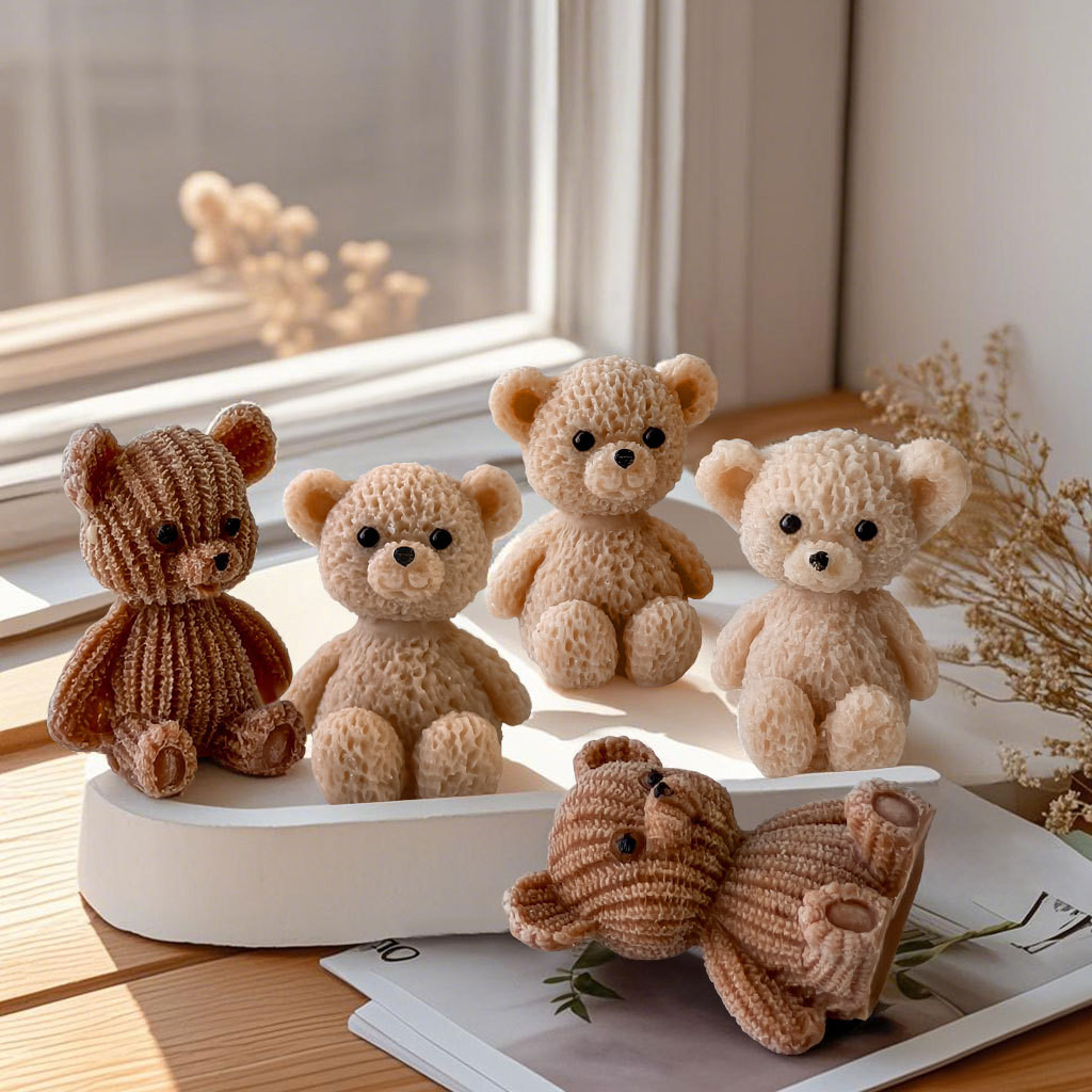 

Cuter Mini Bear Candle Mold Handmade Soap Soda Water Bar Mould Epoxy Resin Mold Cocktail Ice Mold Silicone Mould