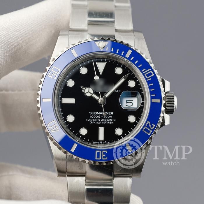 JAM TANGAN ROLEX DATE BLACK DIAL BLUE BEZEL 41mm VSF