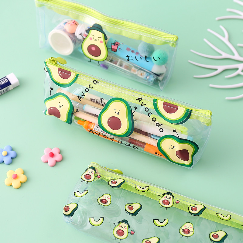 

Cute Avocado Transparent Pencil Bag papelaria PVC Pencil Case stationery Kawaii Pencilcase material escolor school supplies