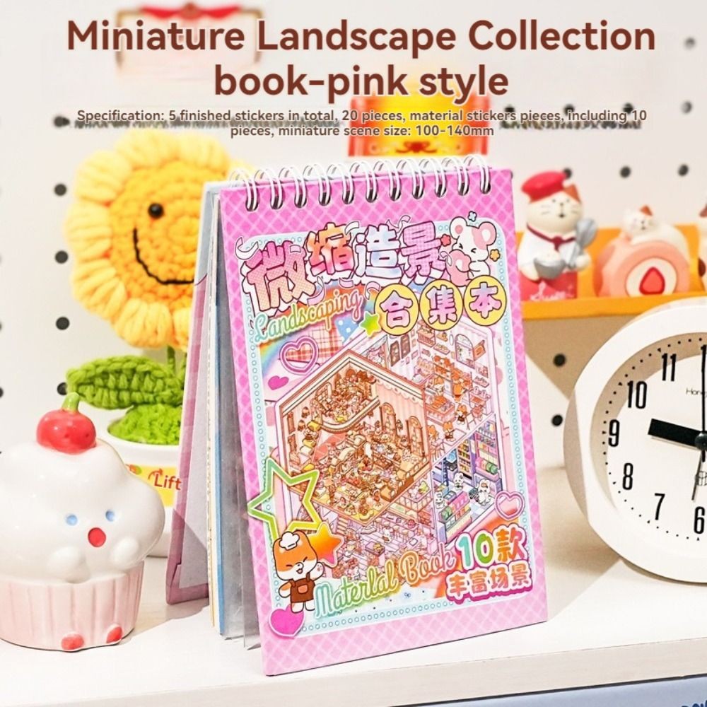 

Kawaii 10 in 1 Landscape Sticker Book Cartoon Cute 3D Stickers Scene Set DIY Tear-proof Cabin Scene Decorative Decals Journal