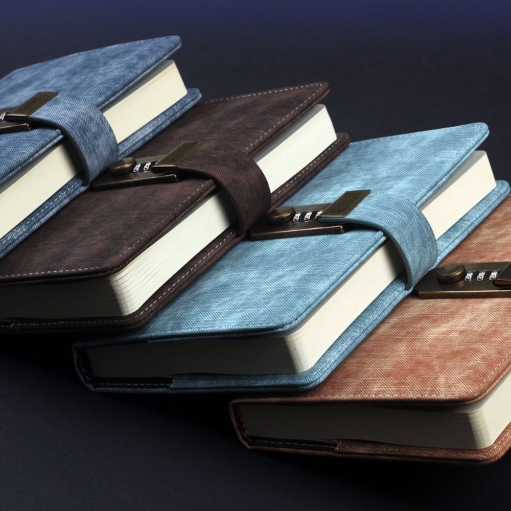 

PU Leather Cover Diary Book with Lock Simple Atmosphere Chinese Style Password Lock Notebook Soft Leather Simple A5 Notebook