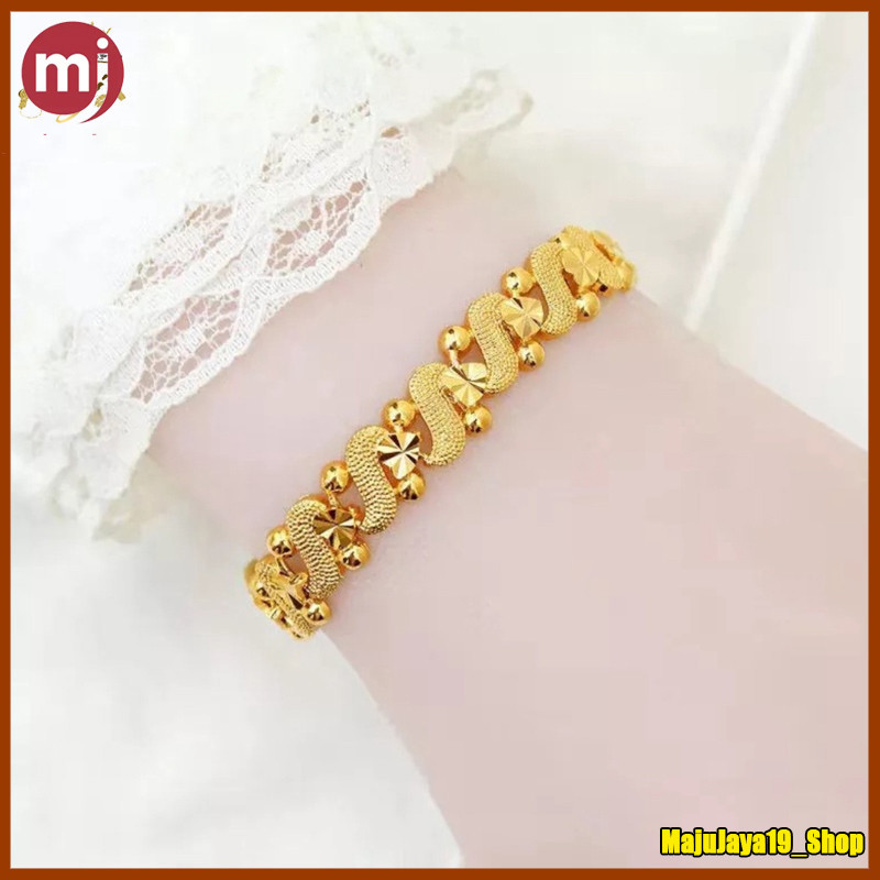 gelang hongkong emas asli 24k kadar 17,7 anti karat dapat surat toko dan dompet