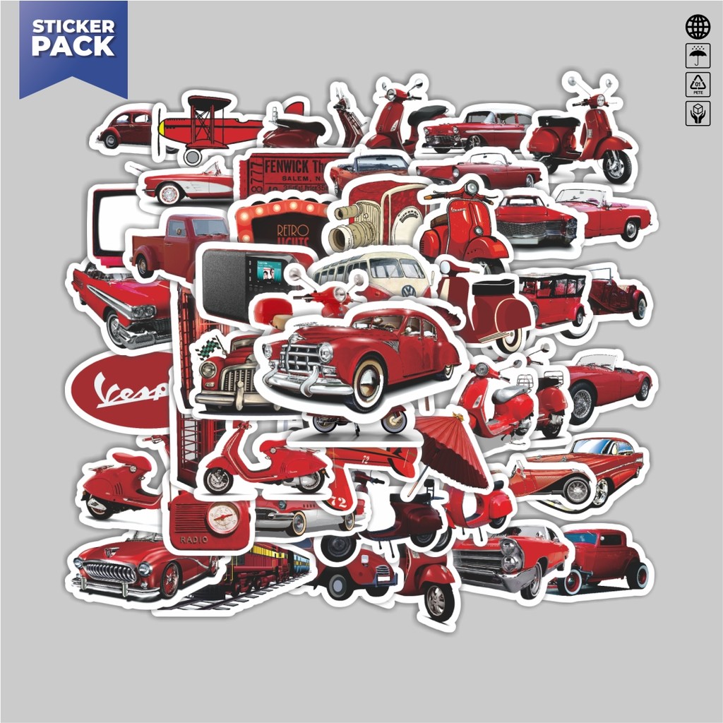 

[100PCS]Stiker Pack Stiker Mobil Motor Vespa Merah Aesthetic Vinyl Anti Air Dekorasi Sticker Laptop Buku Journal Koper Helm Casing HP Gitar Helm Skateboard