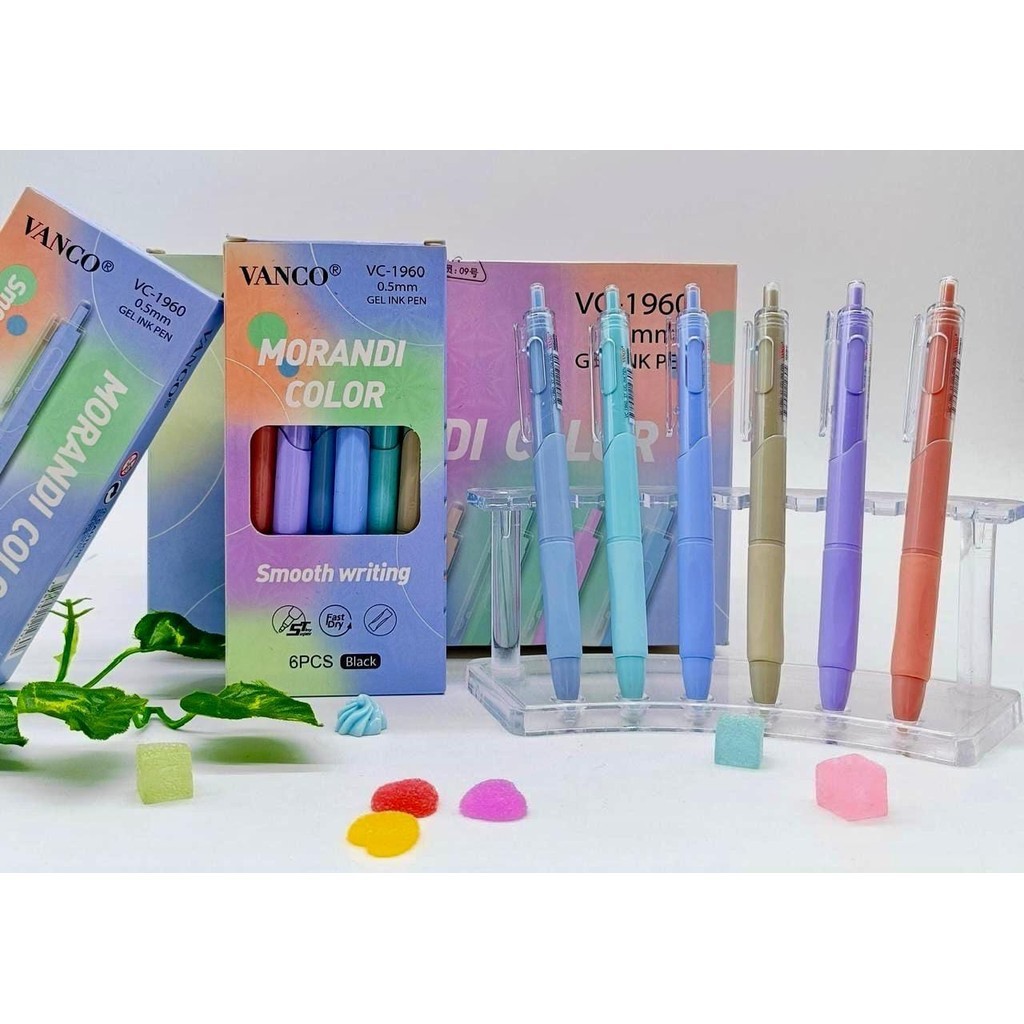 

*KA* BOLPEN GEL MORANDI COLOR VANCO 0.5MM / TINTA HITAM CEPAT KERING (1 SET = 6 PCS) NEW
