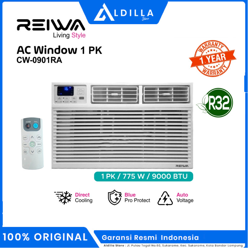 Reiwa CW-0901RA AC Window 1PK 775 Watt AC Window 1 PK Pendingin Ruangan JST GARANSI RESMI
