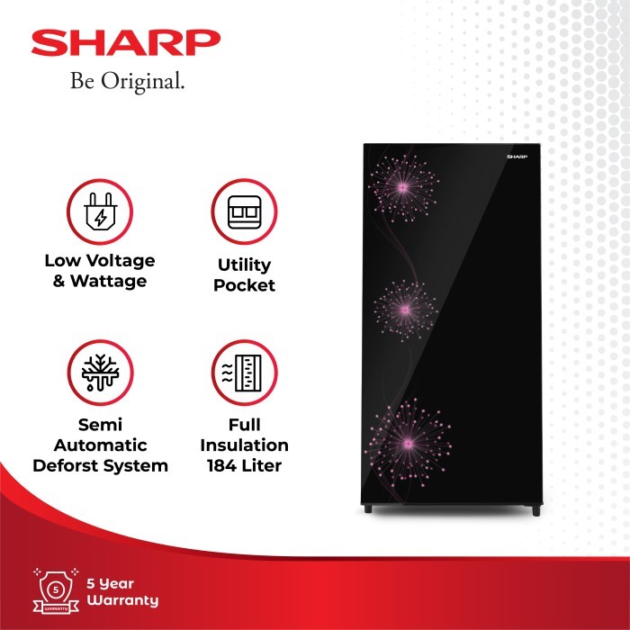 [CIREBON] SHARP Kulkas 1 Pintu SJ-X197MG-DP Shine Dandelion Pink 184L
