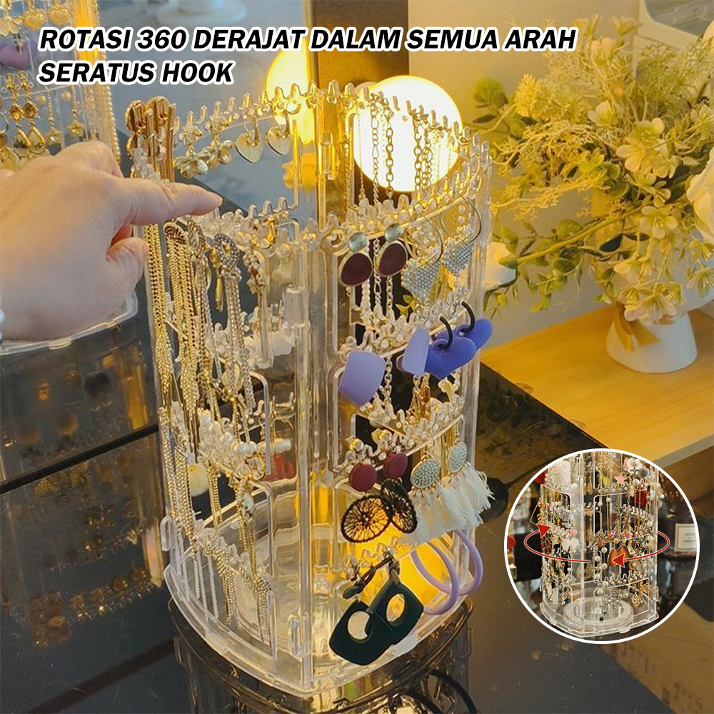Anting Derajat Organizer Impor Rak 360 Kalung Penyimpanan Rak Rak Kalung