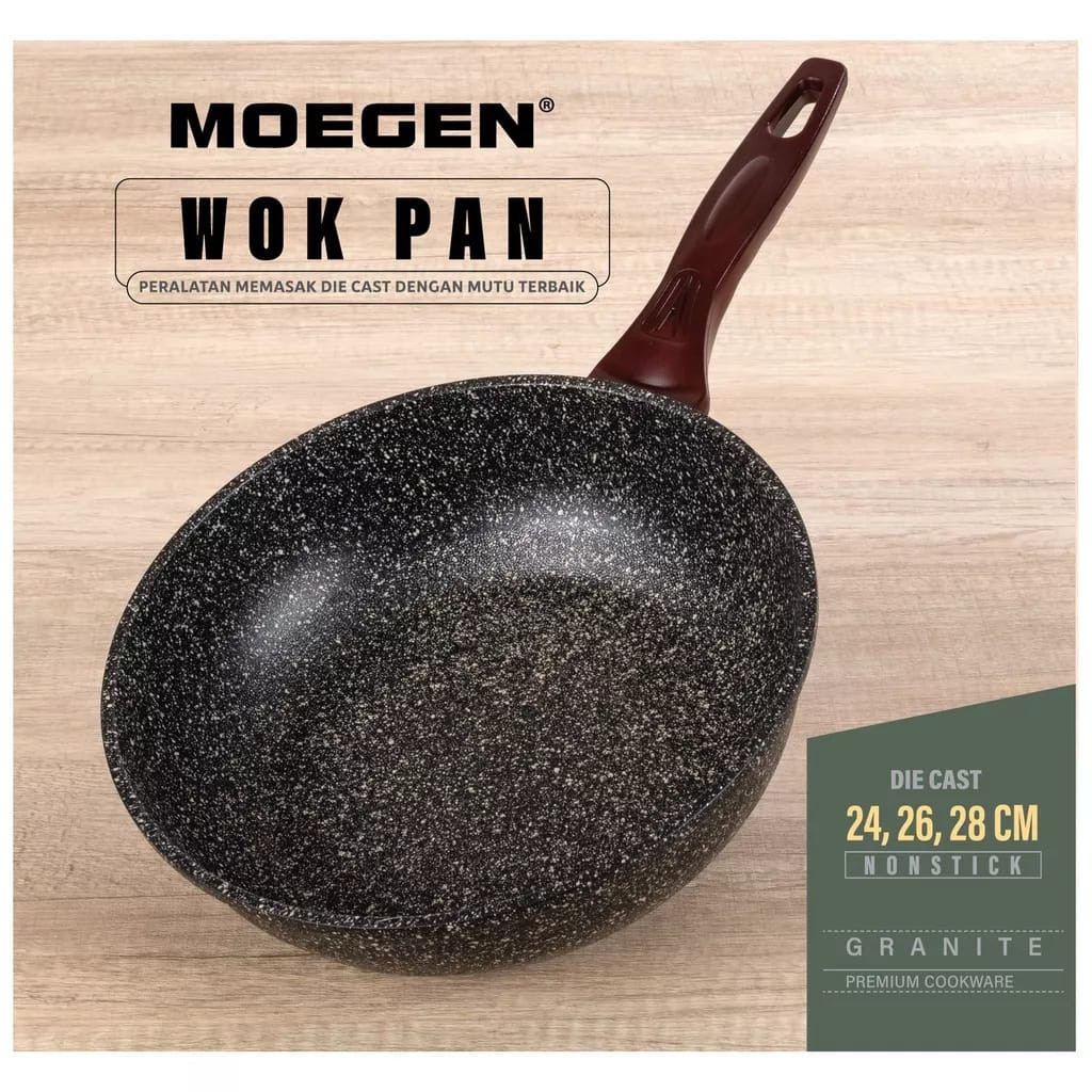 MOEGEN Germany Wok Pan 24 cm Granite Series Anti Lengket Original
