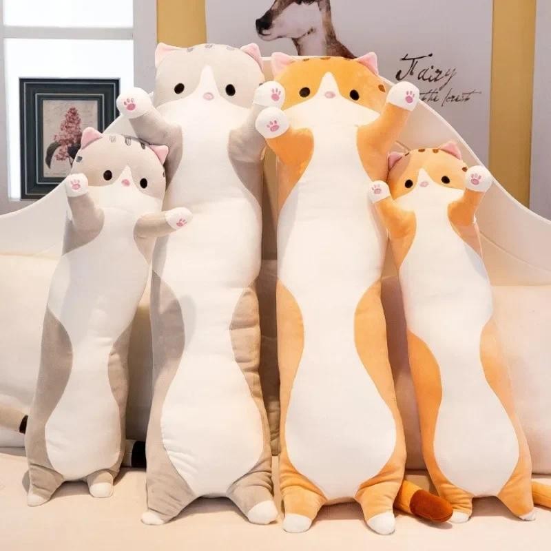 

Cat Soft Long Body Pillow Chair Back Decorative Cushion Animal Cute Plush Body Pillow Sofa Stuffed Cushion Home Accessories