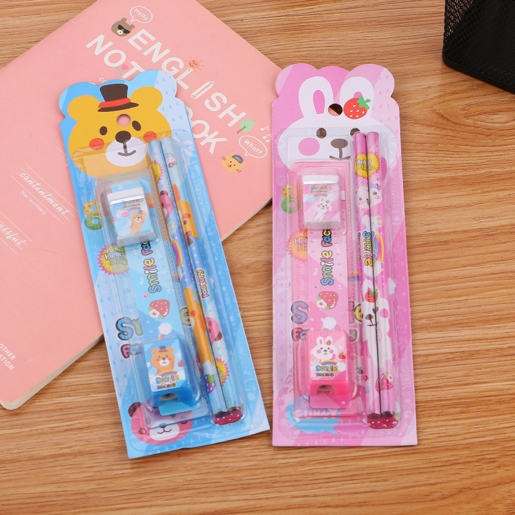 

Joi.Street - Set Alat Tulis Isi 5 in 1, Cute Cartoon Kids Stationery, Alat Tulis Sekolah Isi 5 Pcs