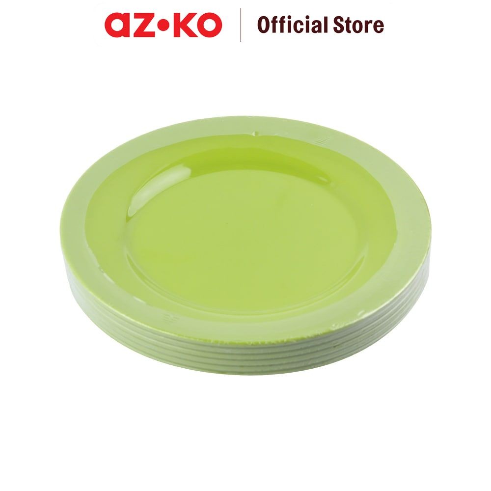 AZKO Krischef 25 cm Piring Makan Round - Hijau Dinner Plate Wadah Hidangan Food Grade Piring Melamin
