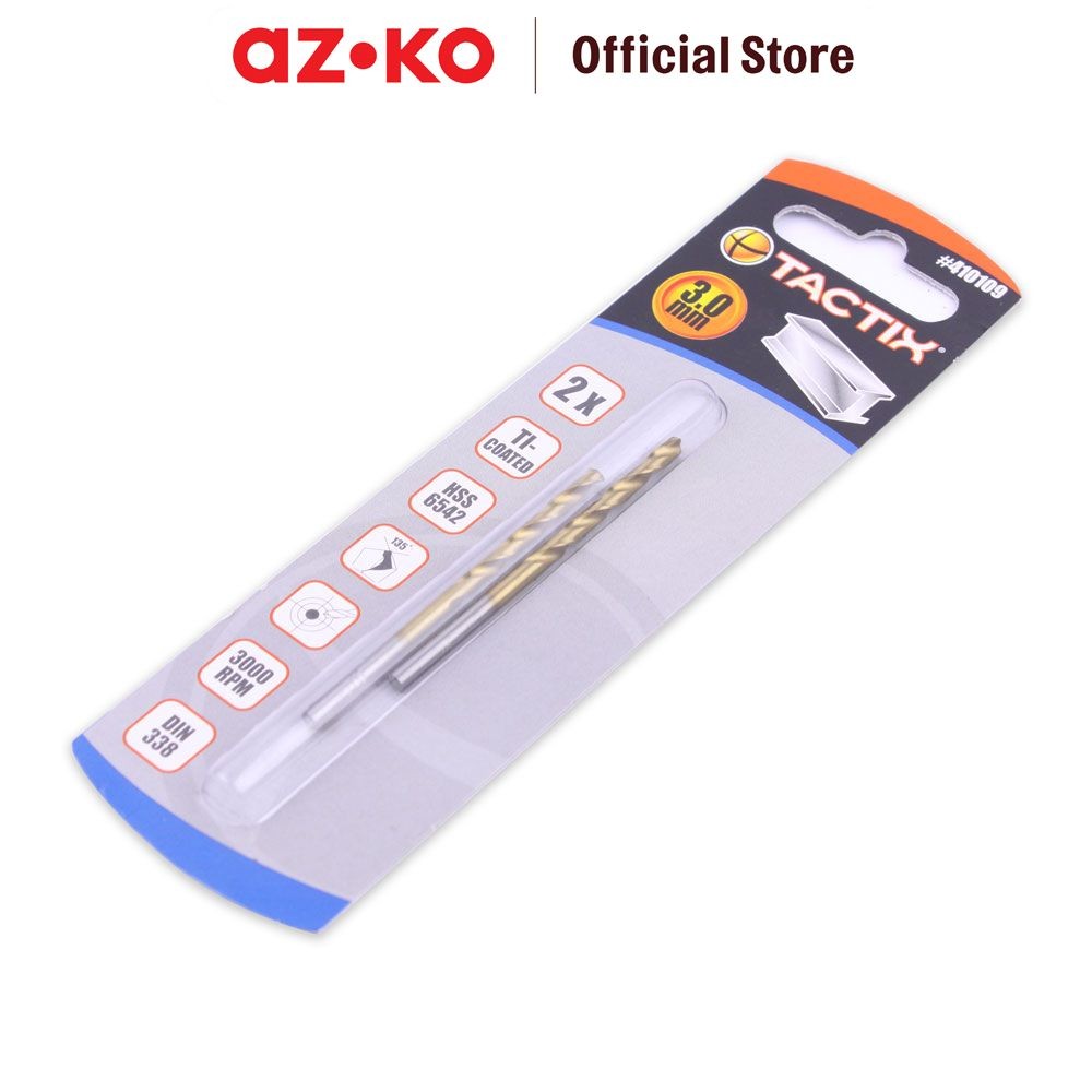 AZKO Tactix Set Mata Bor Metal Hss 3mm 2 Pcs Drill Tools Drill Hole Bit Alat Perkakas Perlengkapan T