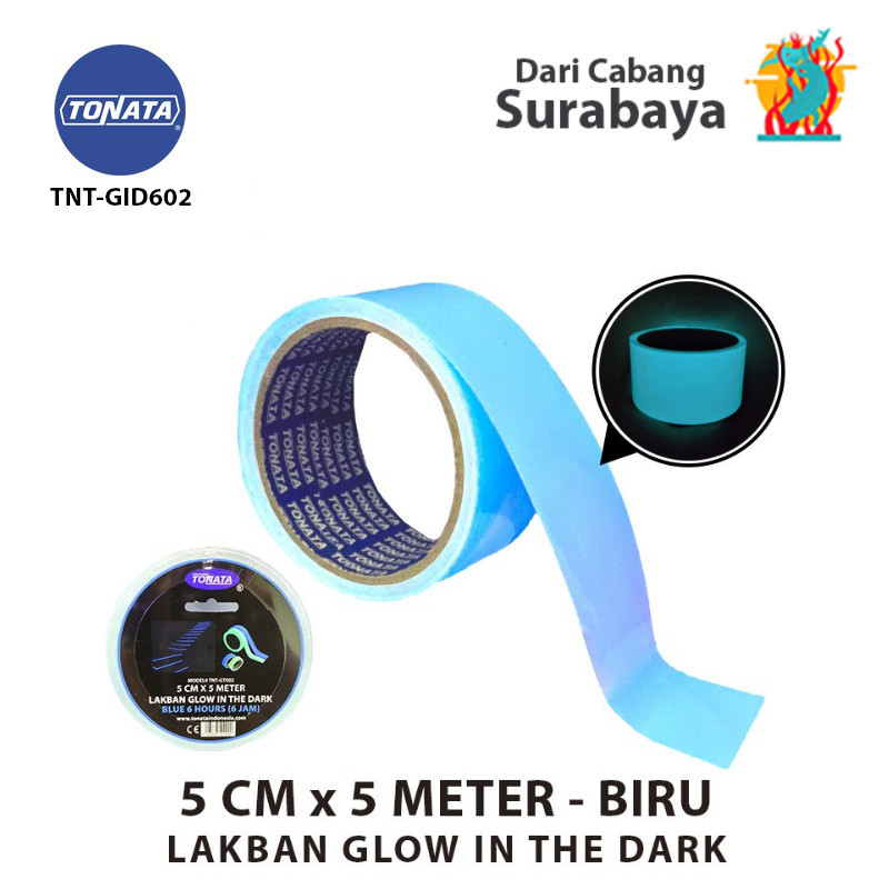 

Lakban Glow In The Dark Biru 5 cm x 5 Meter / Fosfor Tape / Luminous