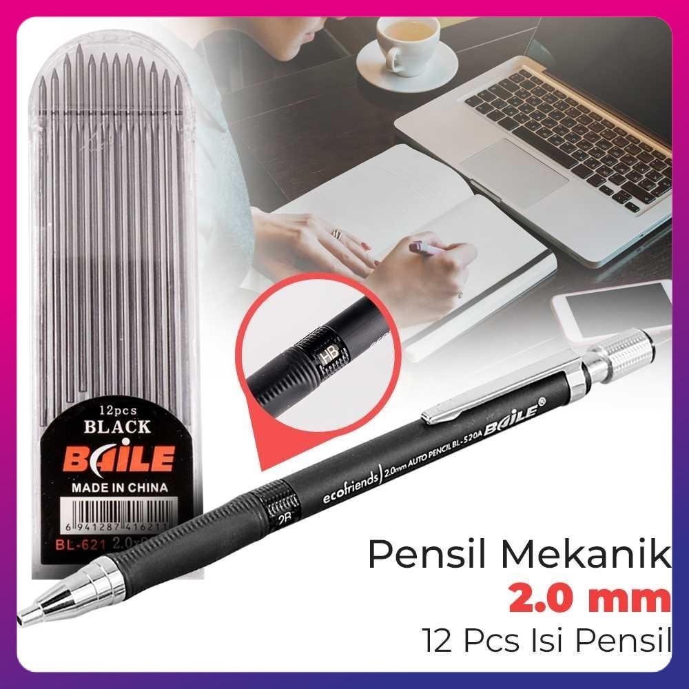 

BAILE Pensil Mekanik Mechanical Pencil 2B 2mm 12 Isi - BL-621