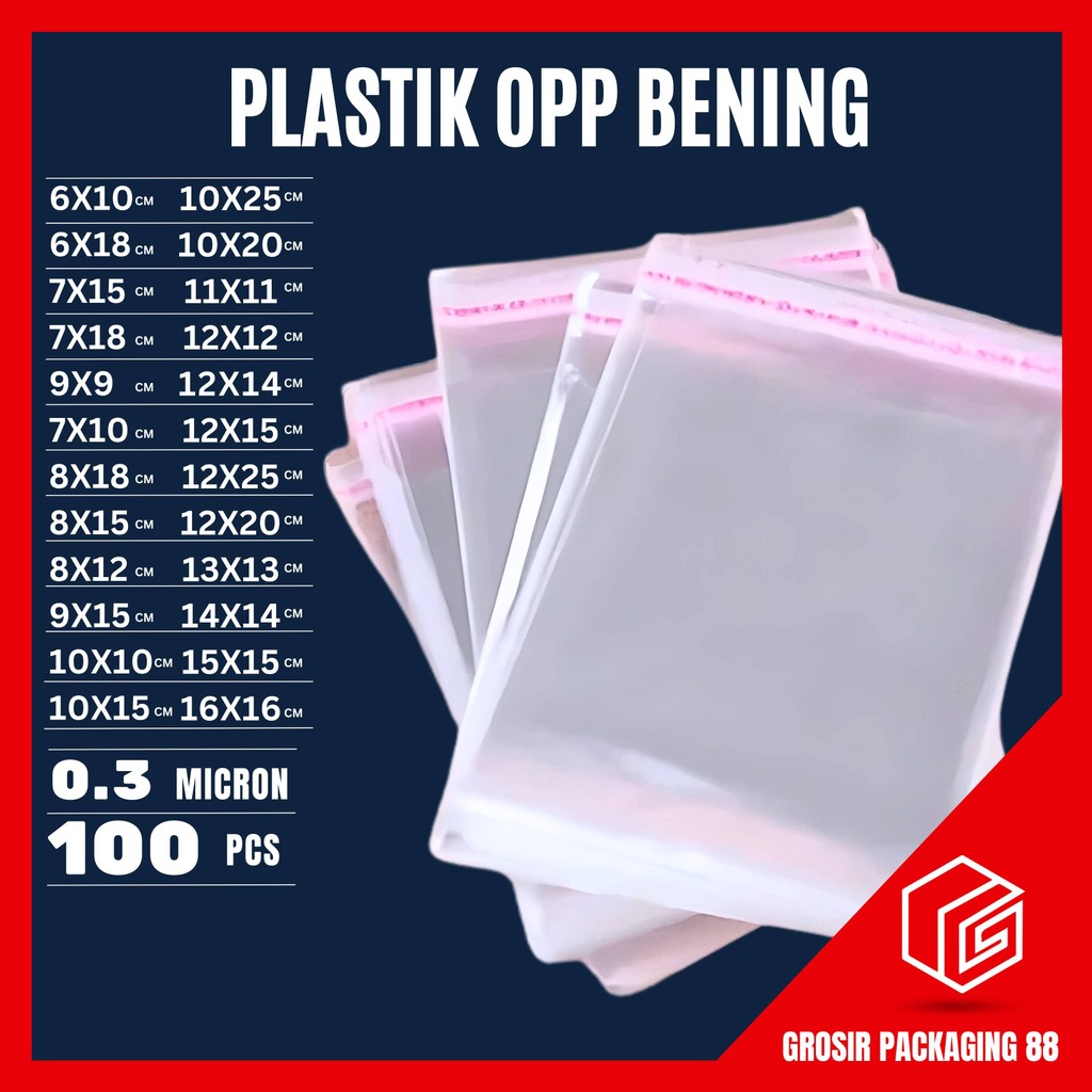 

Plastik OPP Blanko Undangan Hijab Syal Kemasan OPP Lem Seal Bening Isi 100 Tebal Transparan