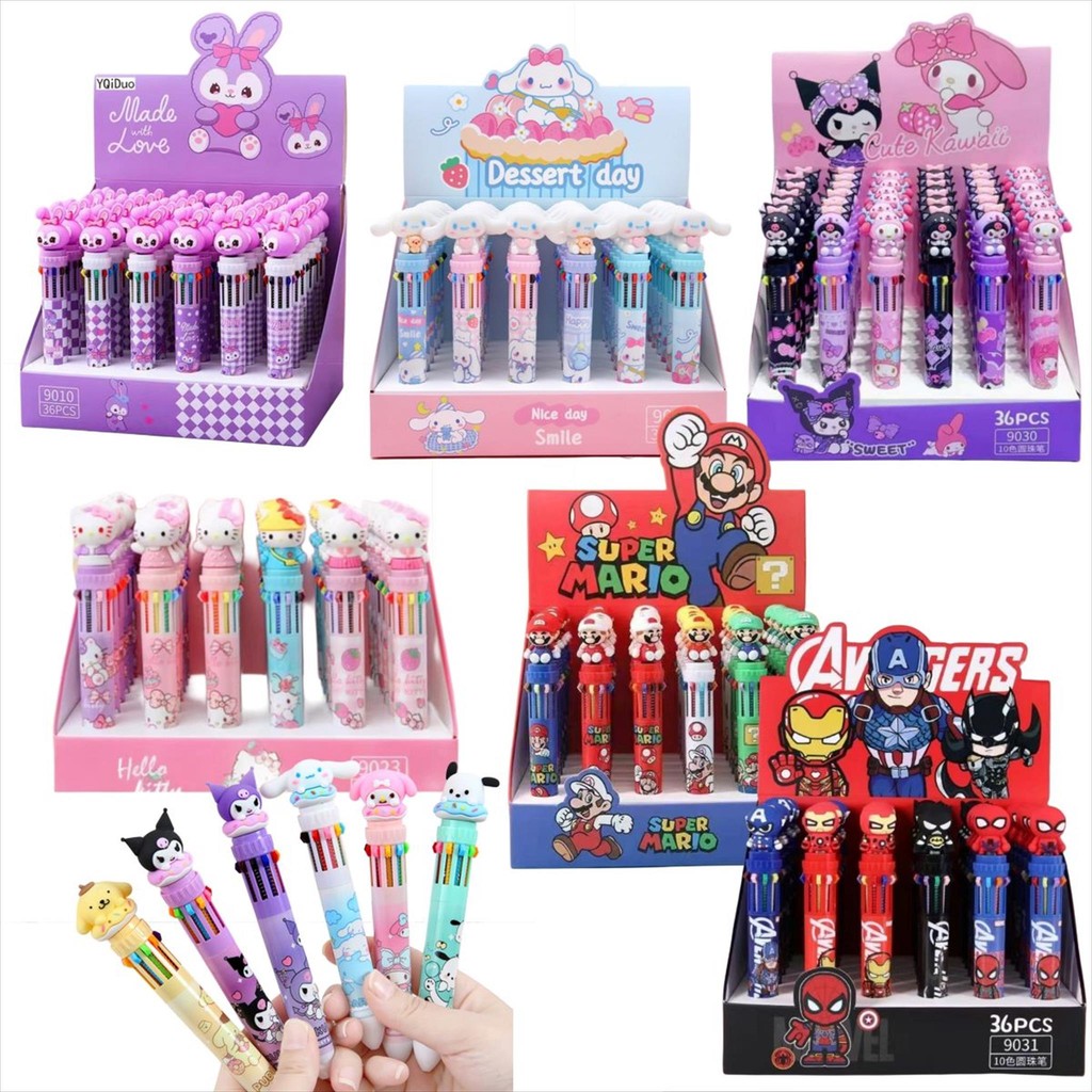 

MW015 Bolpoin 10 Warna Sanrio Bolpen Pulpen Pena Alat Tulis Anak SD Sanrio Kuromi Avenger Mario