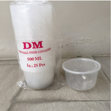 Thinwall 500 ML (25 PCS) -THINWALL BULAT ANTI PANAS- DM 500 RB - Thinwall Bulat -Mangkok Tahan Panas
