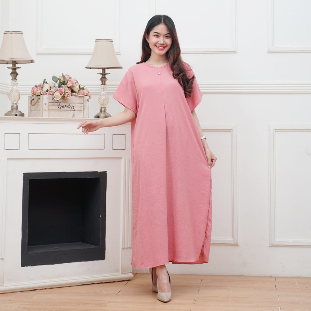 Terbaru Daster Polos Kekinian Lengan Pendek Panjang Semata Kaki Bahan Crinkle Jumbo LD 120