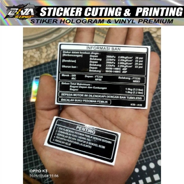 stiker penting informasi ban stiker motor matic honda