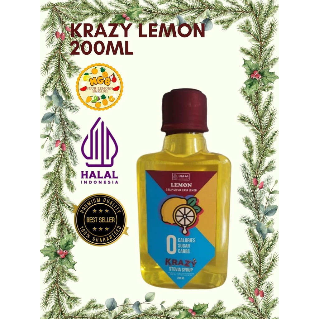 

KRAZY Stevia Lemon Pemanis Alami Sirup Bebas Gula Sugar Free 200 ml ORIGINAL 100% by HGB market