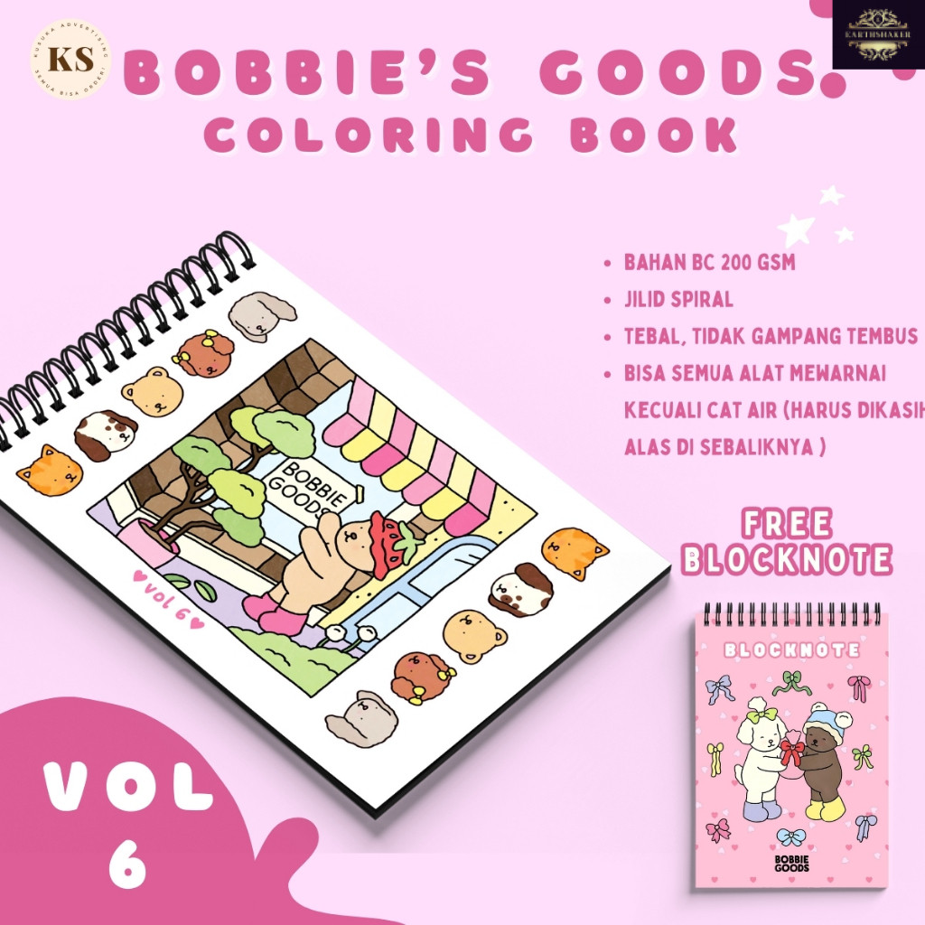 

Bobbie's Goods Vol.6 Coloring Book Buku Mewarnai Anak Remaja Dewasa Aesthetic Kertas Tebal