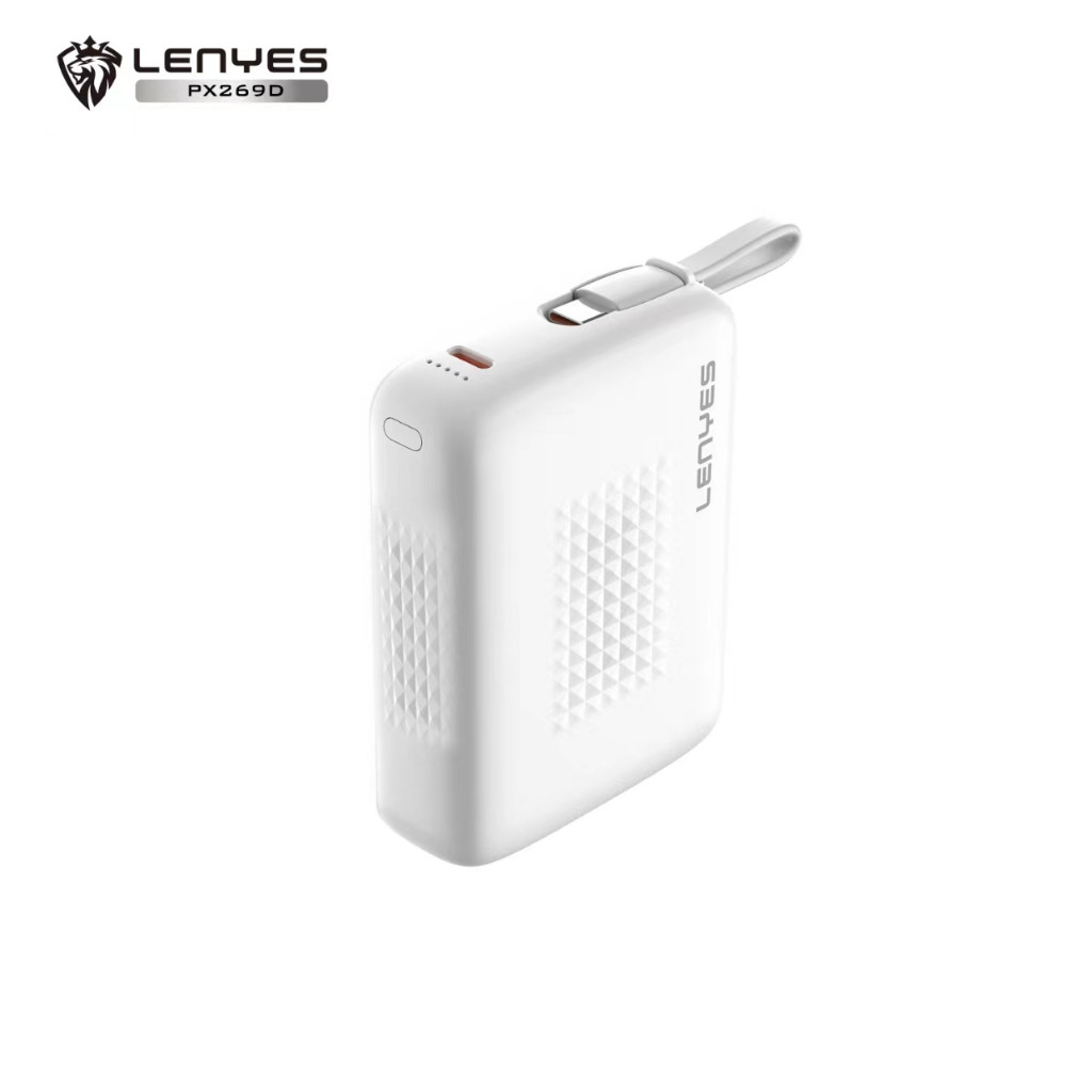 Powerbank Mini 20000mAh LENYES PX269D Fast Charging 22.5W Built In Cable Type C Output Power Bank Portable