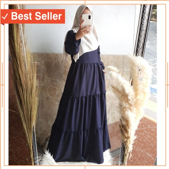 Busana Muslim Cewek Cantik Wanita Keren Kekinian /Gamis Polos Remaja Syar'i Baju Gamis Wanita Putih 