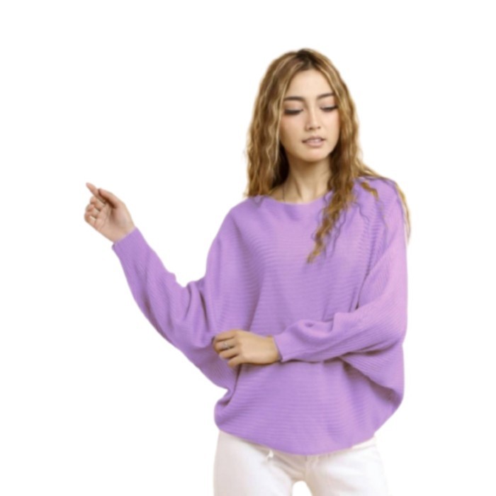 Baju Rajut Wanita - Lasperal Batwing Knitwear - Blouse Sweater - Lilac /Update 2025