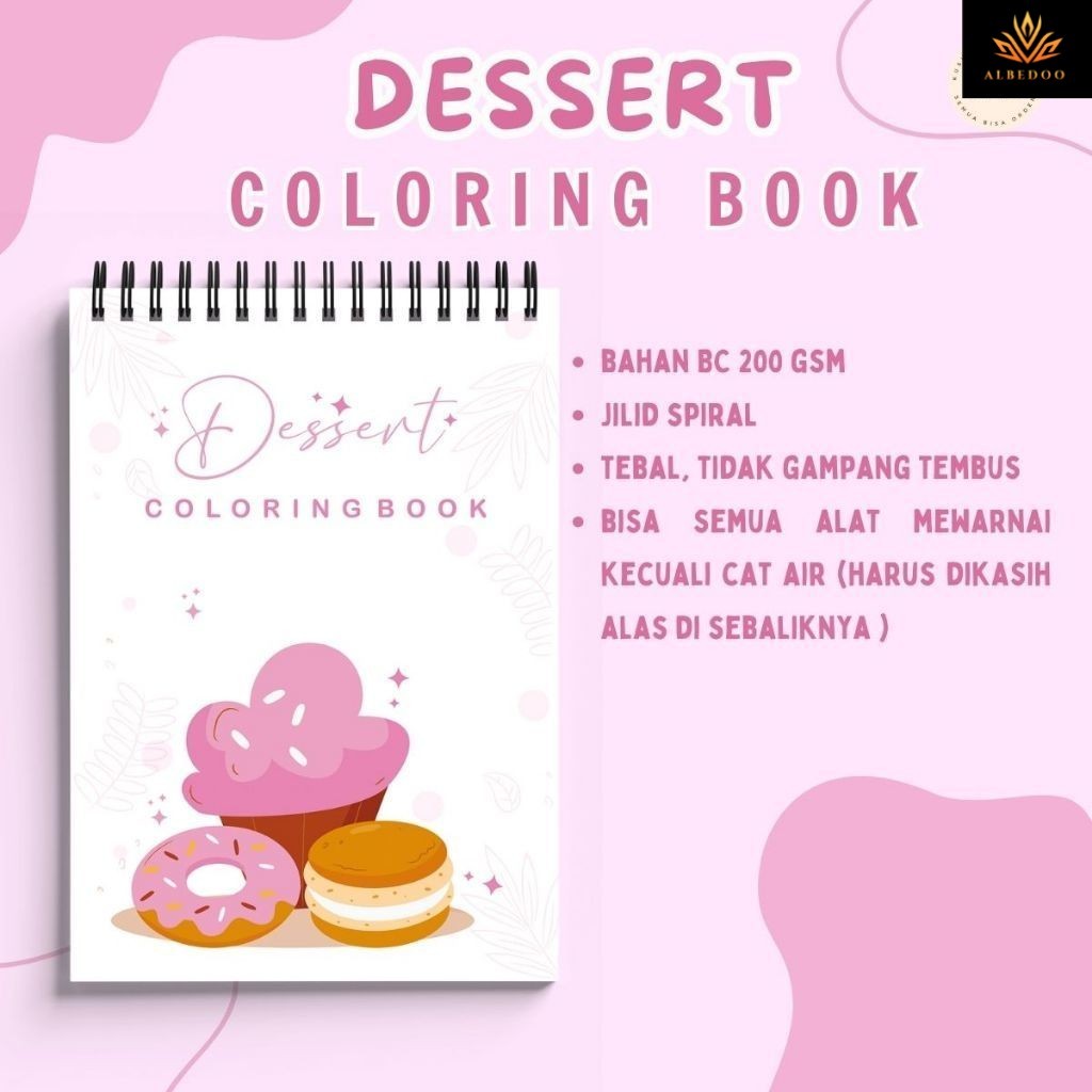 

Dessert Coloring Book Buku Mewarnai Makanan Cozy Healing Book Untuk Remaja Anak Anak BC Tebal