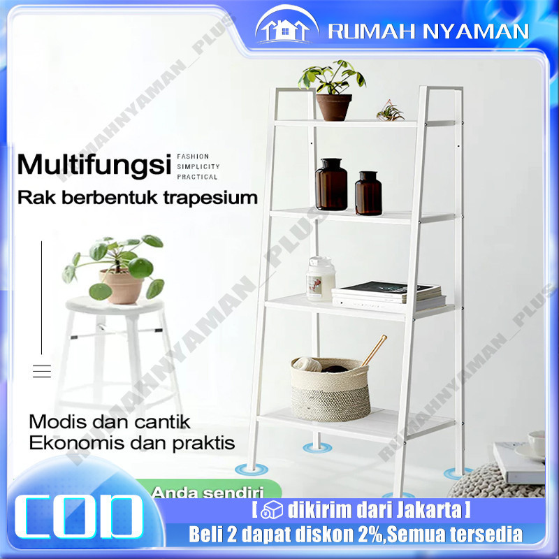 Rak Besi 5 Tingkat Rack Metal Tempat Penyimpanan Serbaguna Rak Susun Besi Putih&Hitam Storage Rak Pa