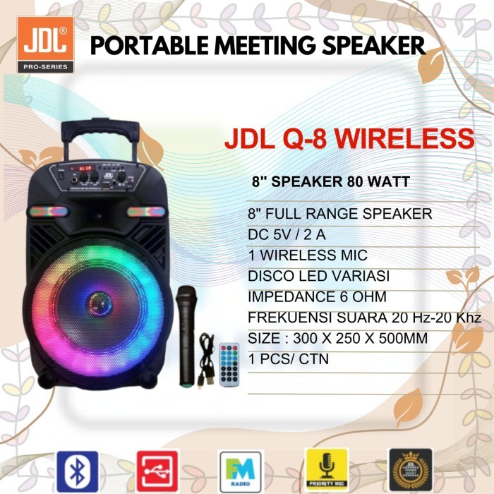 Agen Speaker JDL Q8 wireless speaker JDL Q 8 werles bluetooth mic wireless