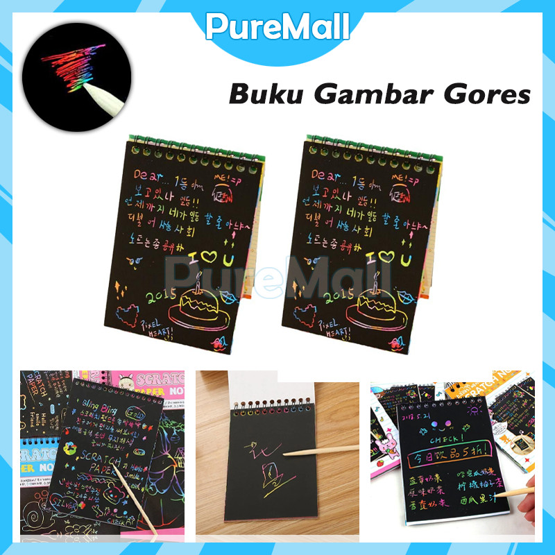 

Magic Color Rainbow Scratch Paper Note Book / Buku Gambar Gores Magic