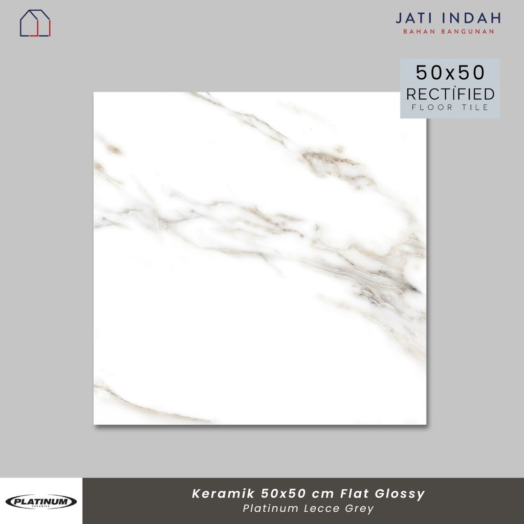 Keramik Glossy 50x50 cm Rec Cutting Platinum Lecce Grey