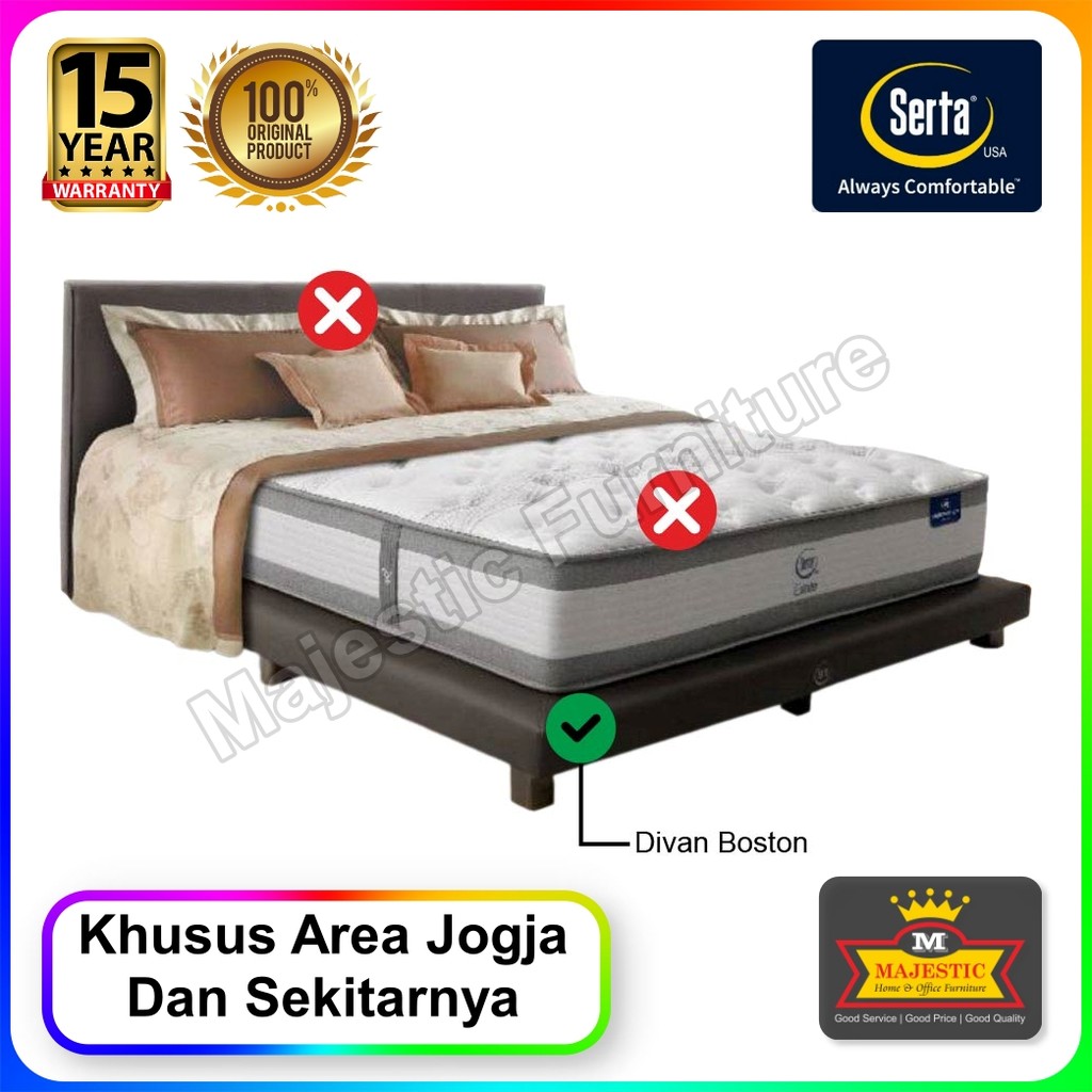 Divan Serta Boston - 100/120/160/180/200 - Jogja (Tinggi Divan 21 cm, Tinggi Kaki 10 cm)