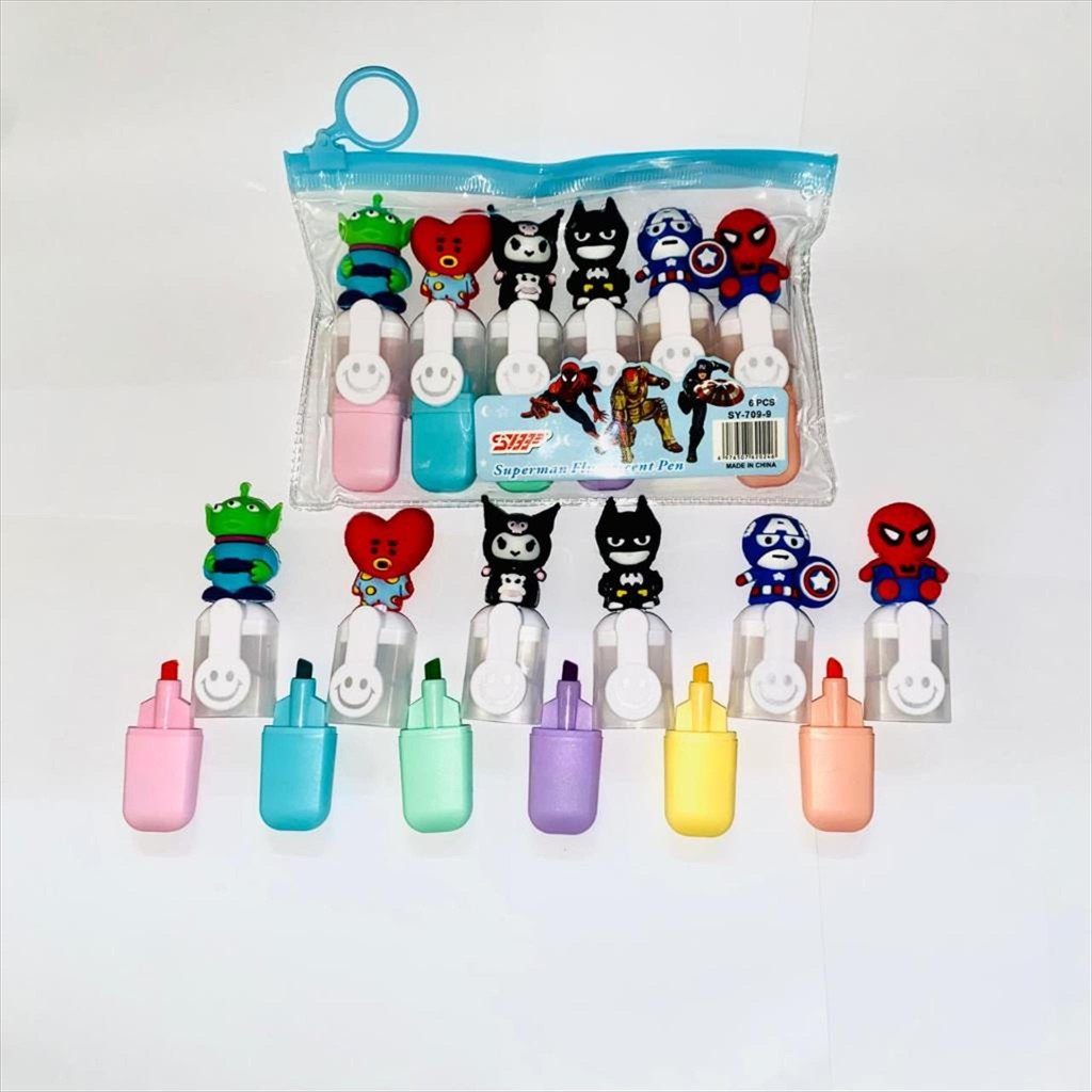 

[P] Highlighter SY-709-9 superhero 6 warna pastel (1set)