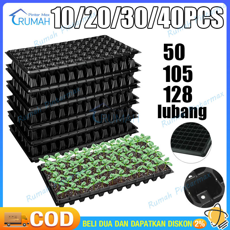 10-40pcs Tray Semai 50 105 128 Lubang 10-20pcs Potray 0.8mm Seedling Tray Dulang Benih Berkualitas T