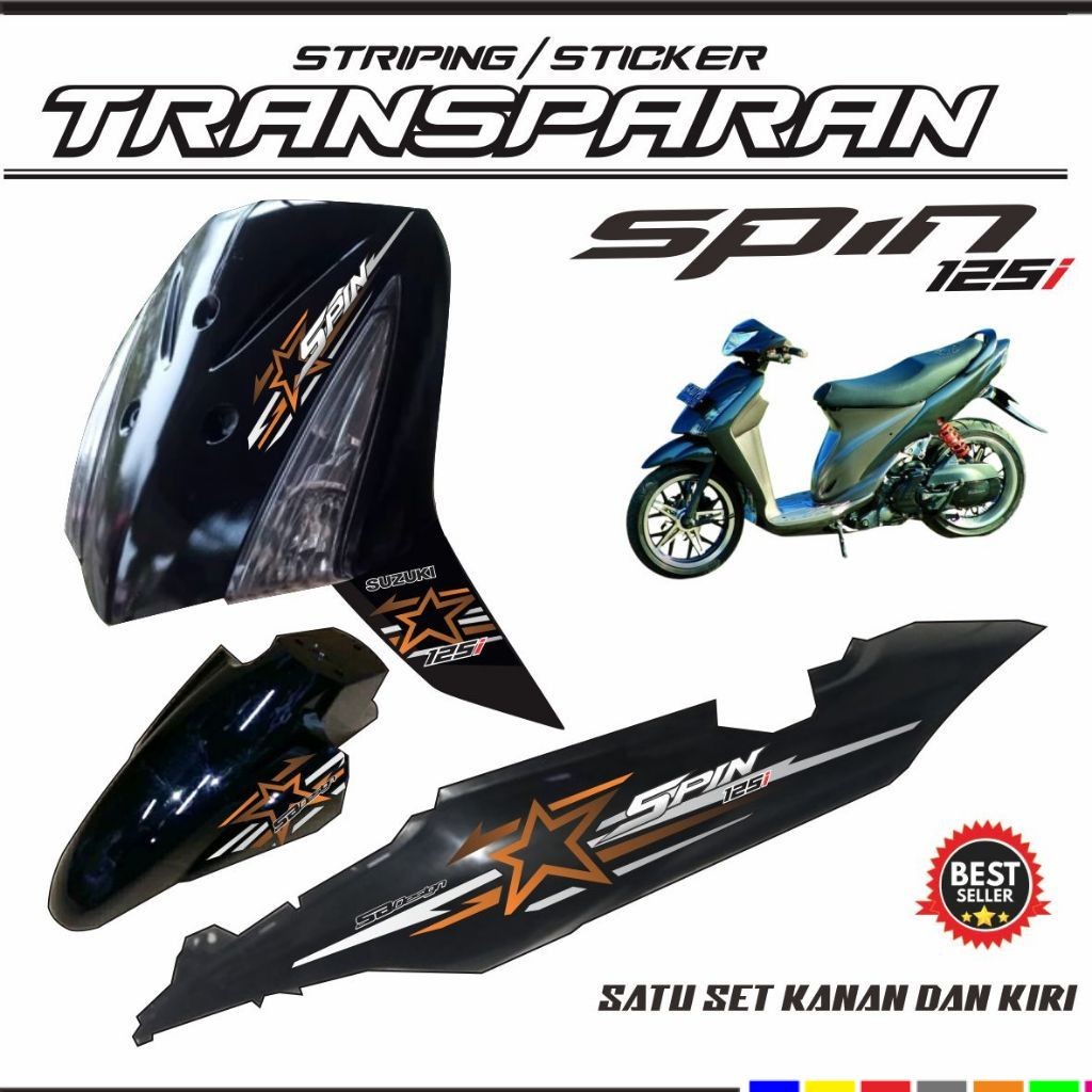 TRANSFARAN / Striping Transparan Motor Spin 2009 Sticker Bintang Keren