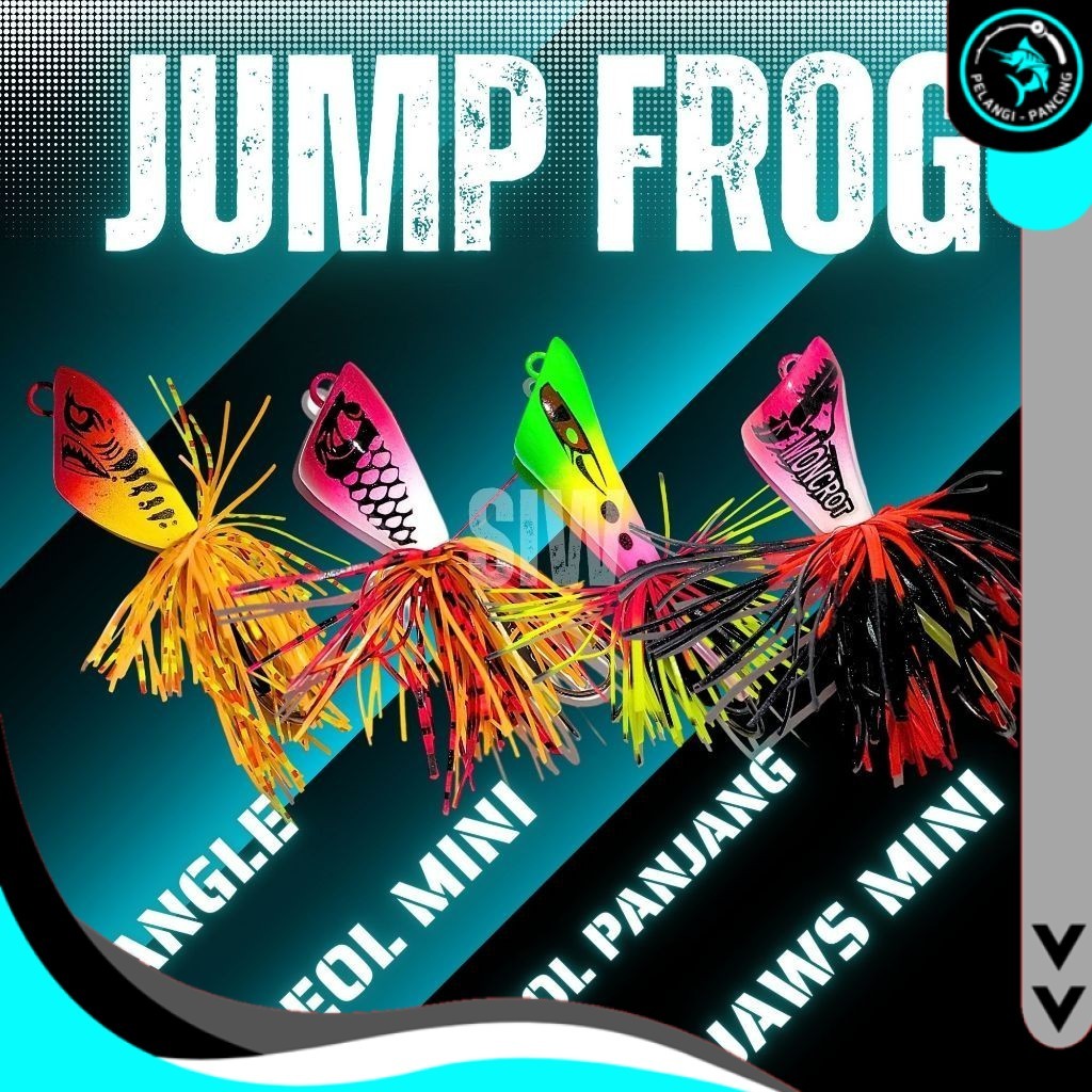 Umpan Pancing Casting Lure MONCROT Jump Frog Geol Mini Panjang Jaws Triangle - Pelangi pancing